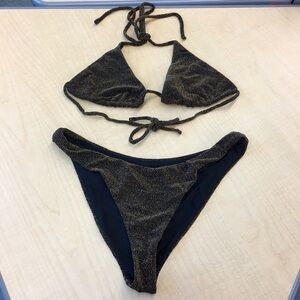 NOOKIE BEACH Metallic String Bikini Set Size S